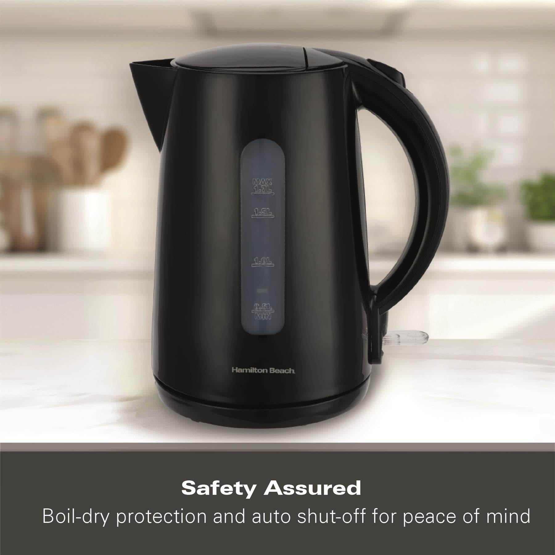 Hamilton Beach Essentials 1.7L Rapid Boil Kettle - Black - Hamilton Beach UK