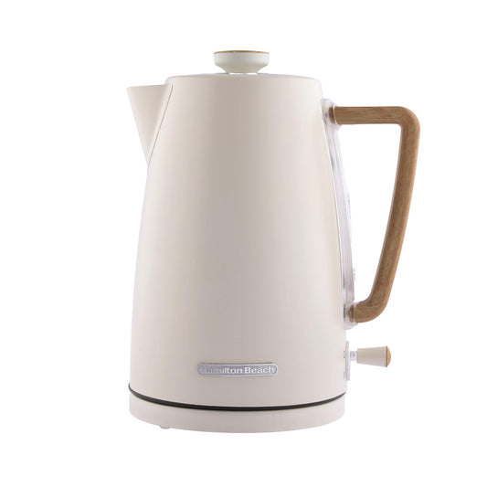 Hamilton Beach Scandi 1.7L Kettle Matte Cream with Wood Effect