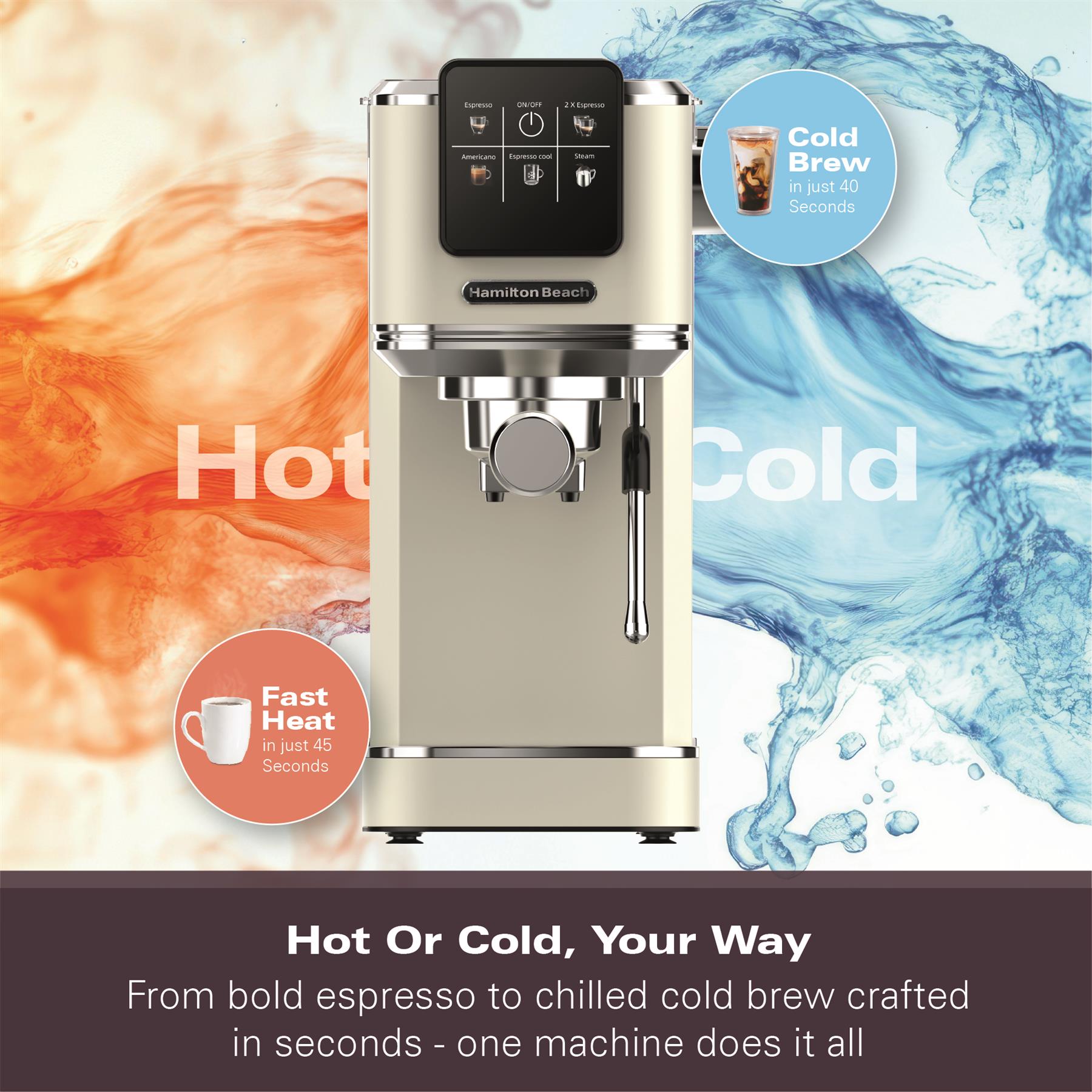 Hamilton Beach BaristaPro Touch 5-in-1 Espresso Machine Cream