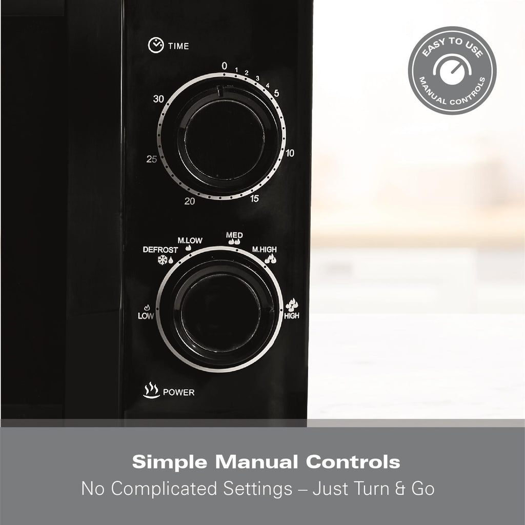 Hamilton Beach 20L Manual Black Microwave With Stainless Steel Cavity