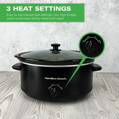Hamilton Beach 'The Family Favourite' 6.5L Black Slow Cooker