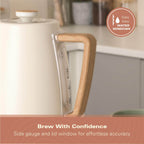 Hamilton Beach Scandi 1.7L Kettle - Matte Cream with Wood Effect - Hamilton Beach UK