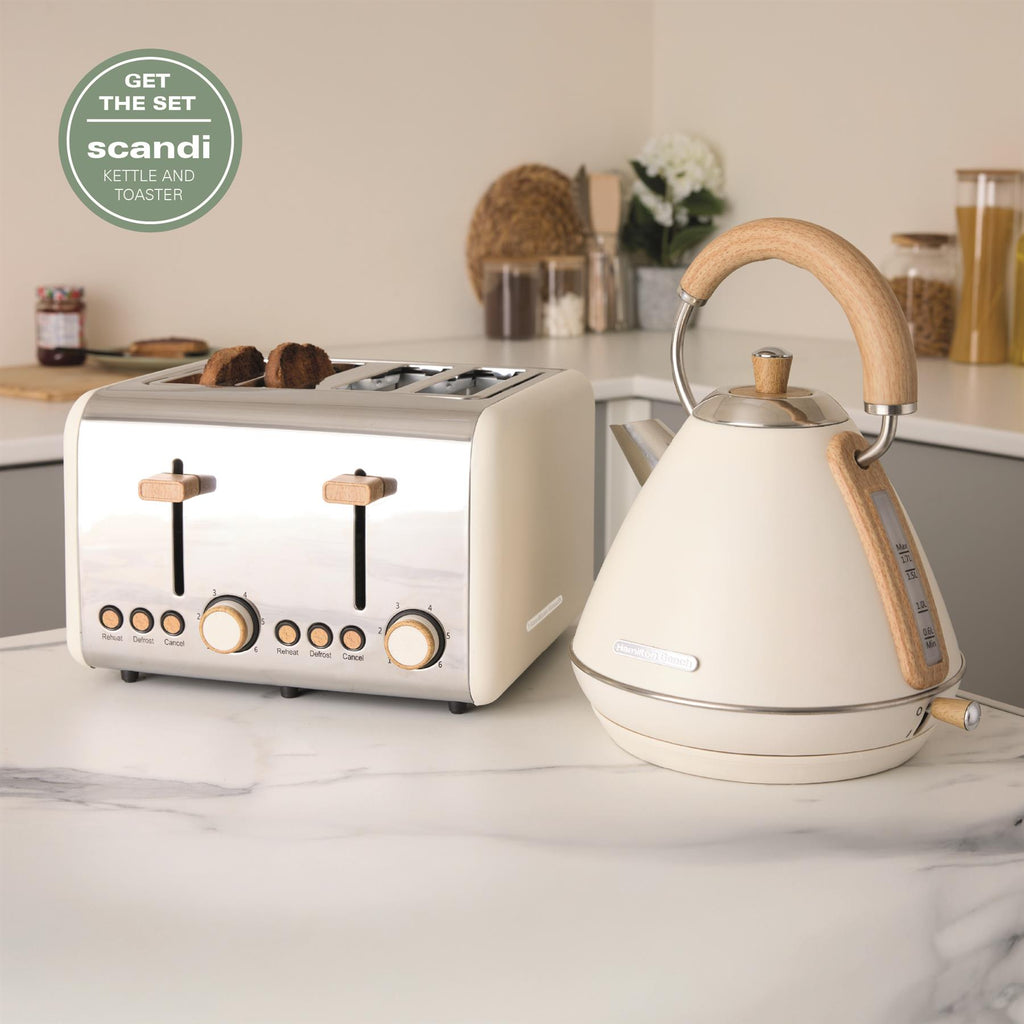 Scandi Pyramid Kettle & Toaster Set - Cream