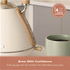 Hamilton Beach Scandi 1.7L Pyramid Kettle - Matte Cream with Wood Effect - Hamilton Beach UK