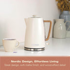 Hamilton Beach Scandi 1.7L Kettle - Matte Cream with Wood Effect - Hamilton Beach UK
