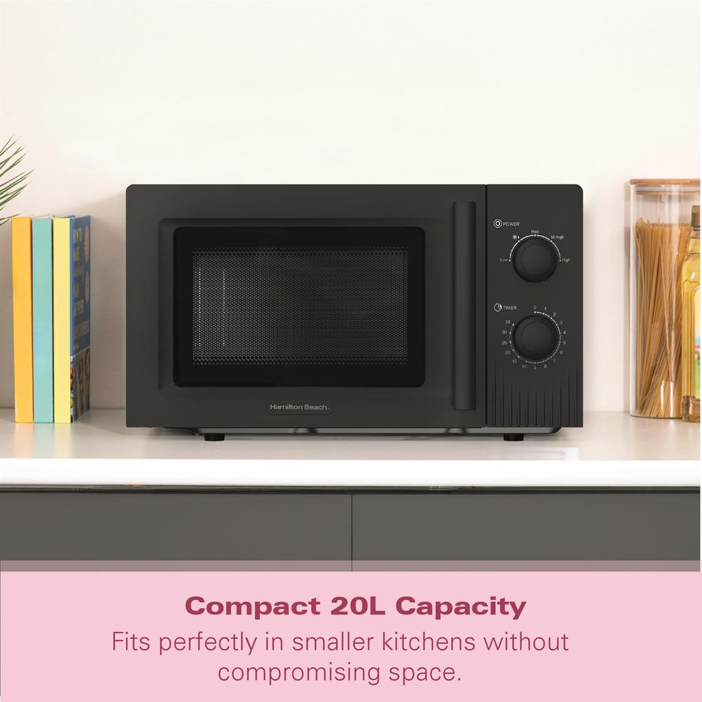 Hamilton Beach Miami Manual 800W Microwave - Charcoal Grey