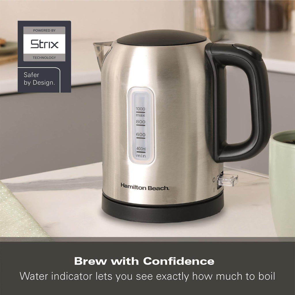 Compact 1L Kettle - Brushed Stainless Steel