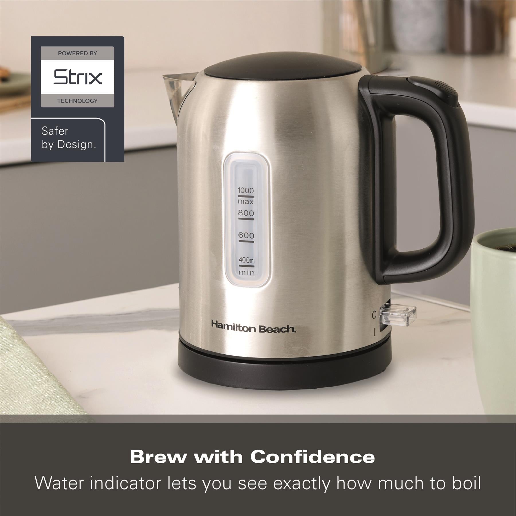 Compact 1L Kettle - Brushed Stainless Steel