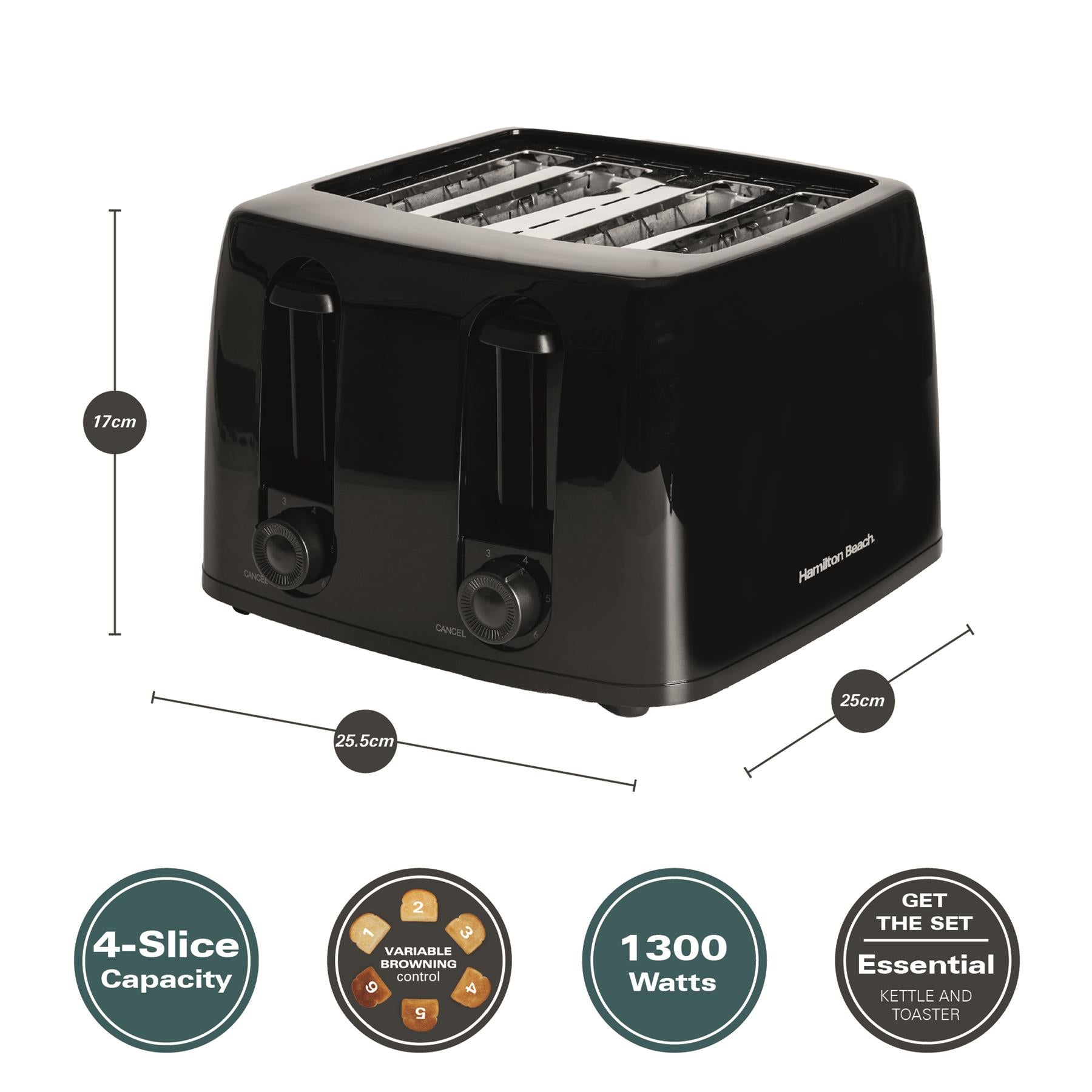 Hamilton Beach Essentials 4 Slice Toaster Black
