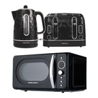 Hamilton Beach Diamond Kettle, Toaster & 20L Retro Microwave Set - Black