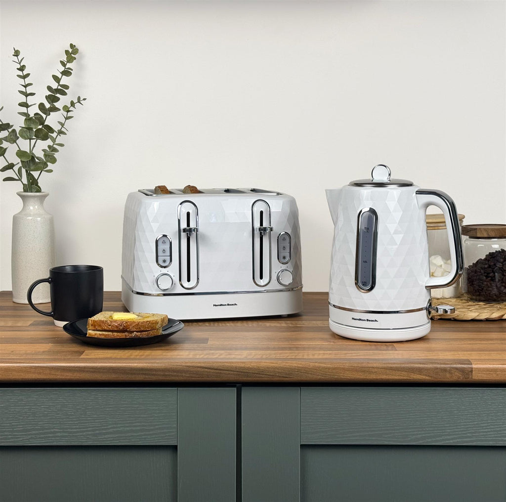 Hamilton Beach Diamond Kettle, Toaster & 20L Standard Microwave Set - White