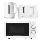 Hamilton Beach Essentials Kettle, 4 Slice Toaster & 20L Standard Microwave Set - White