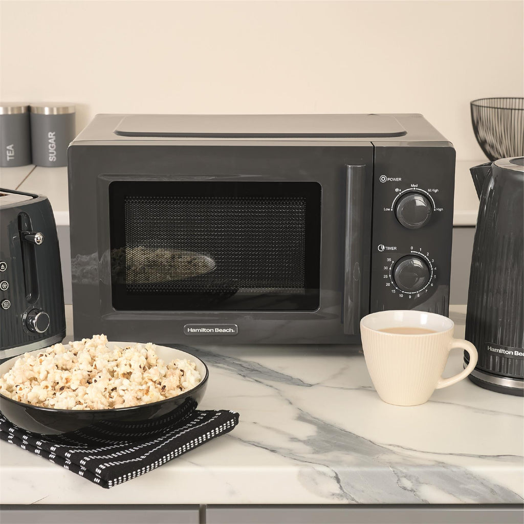 Hamilton Beach Miami Manual 800W Microwave - Charcoal Grey