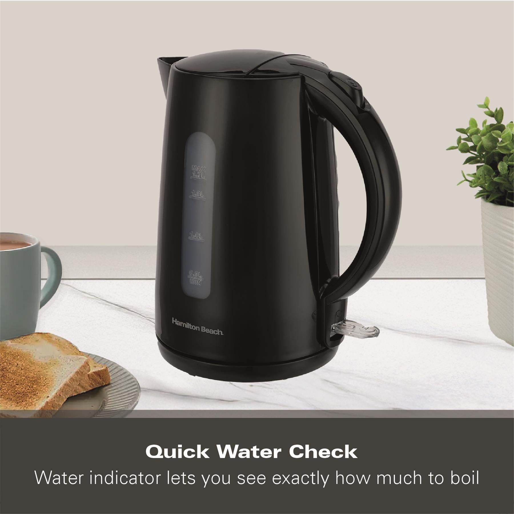 Hamilton Beach Essentials 1.7L Rapid Boil Kettle - Black - Hamilton Beach UK