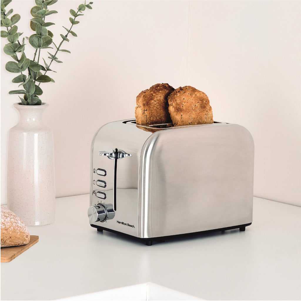 Hamilton Beach Rise Polished Kettle, 2 Slice Toaster & Deep Fill Sandwich Toaster Set - Silver