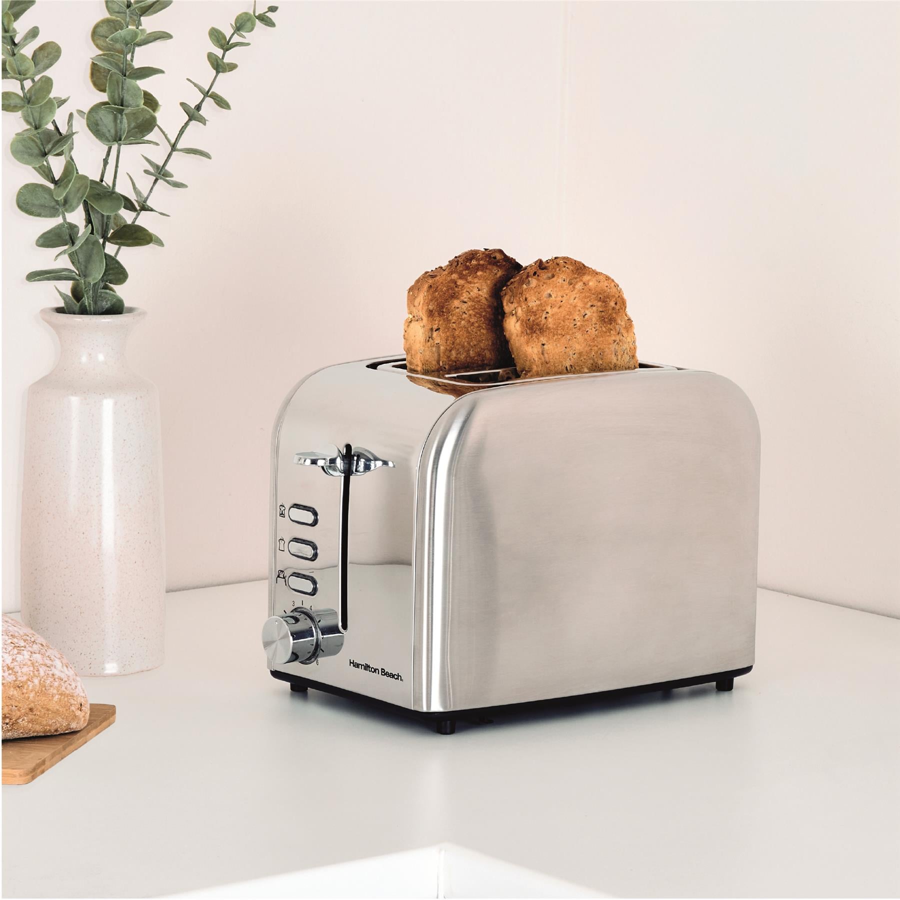 Hamilton Beach Rise Polished Kettle, 2 Slice Toaster & Deep Fill Sandwich Toaster Set - Silver