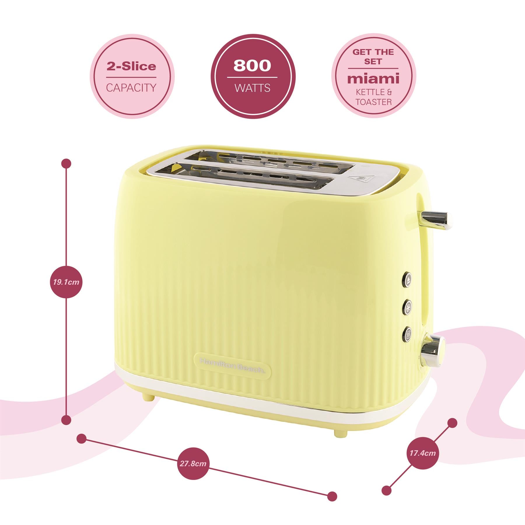 Hamilton Beach Miami Kettle & Toaster Set Banana Split