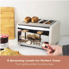 Hamilton Beach Scandi 4 Slice Toaster - Matte Cream with Wood Effect - Hamilton Beach UK