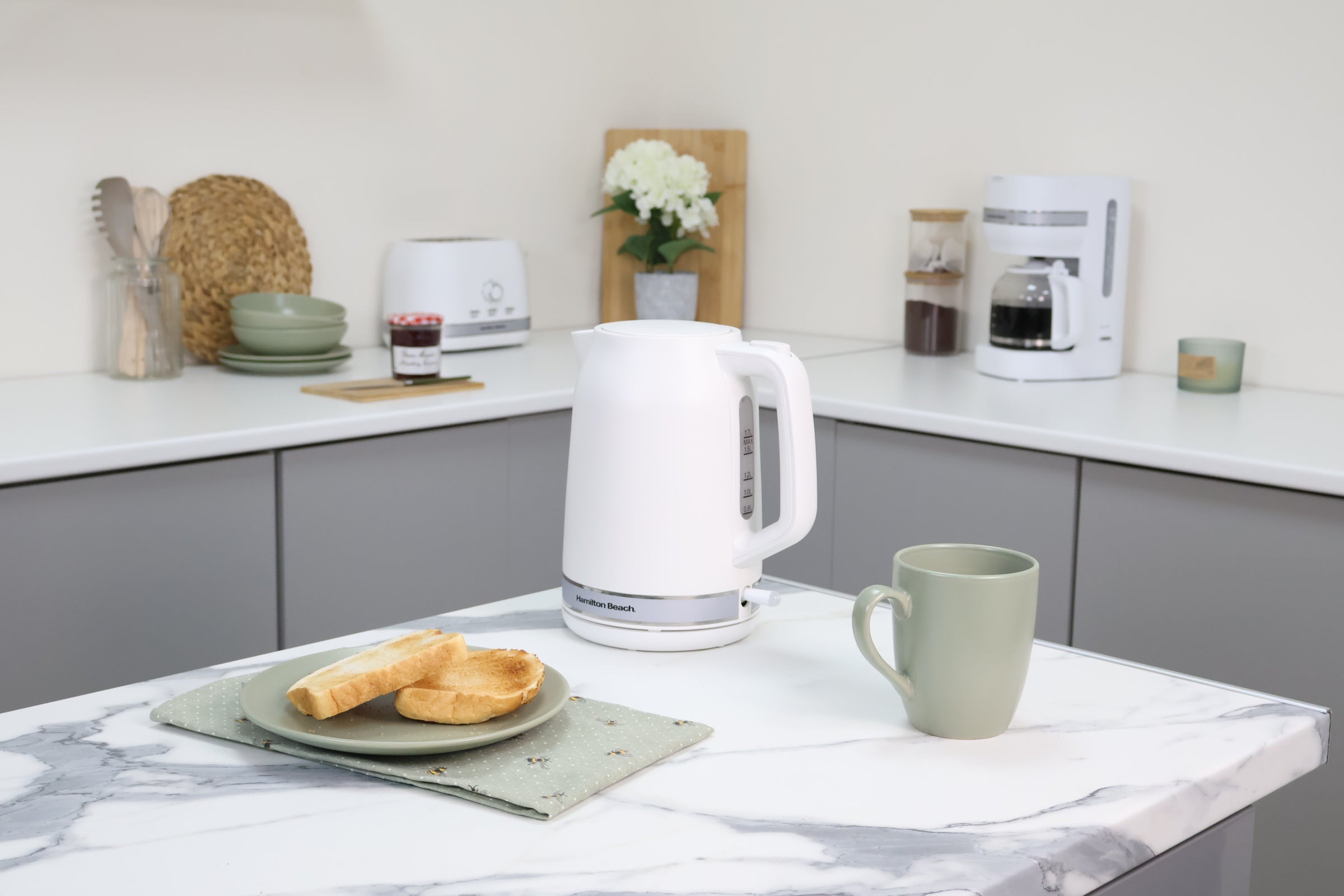 Ella Kettle, Toaster & Microwave Set - White