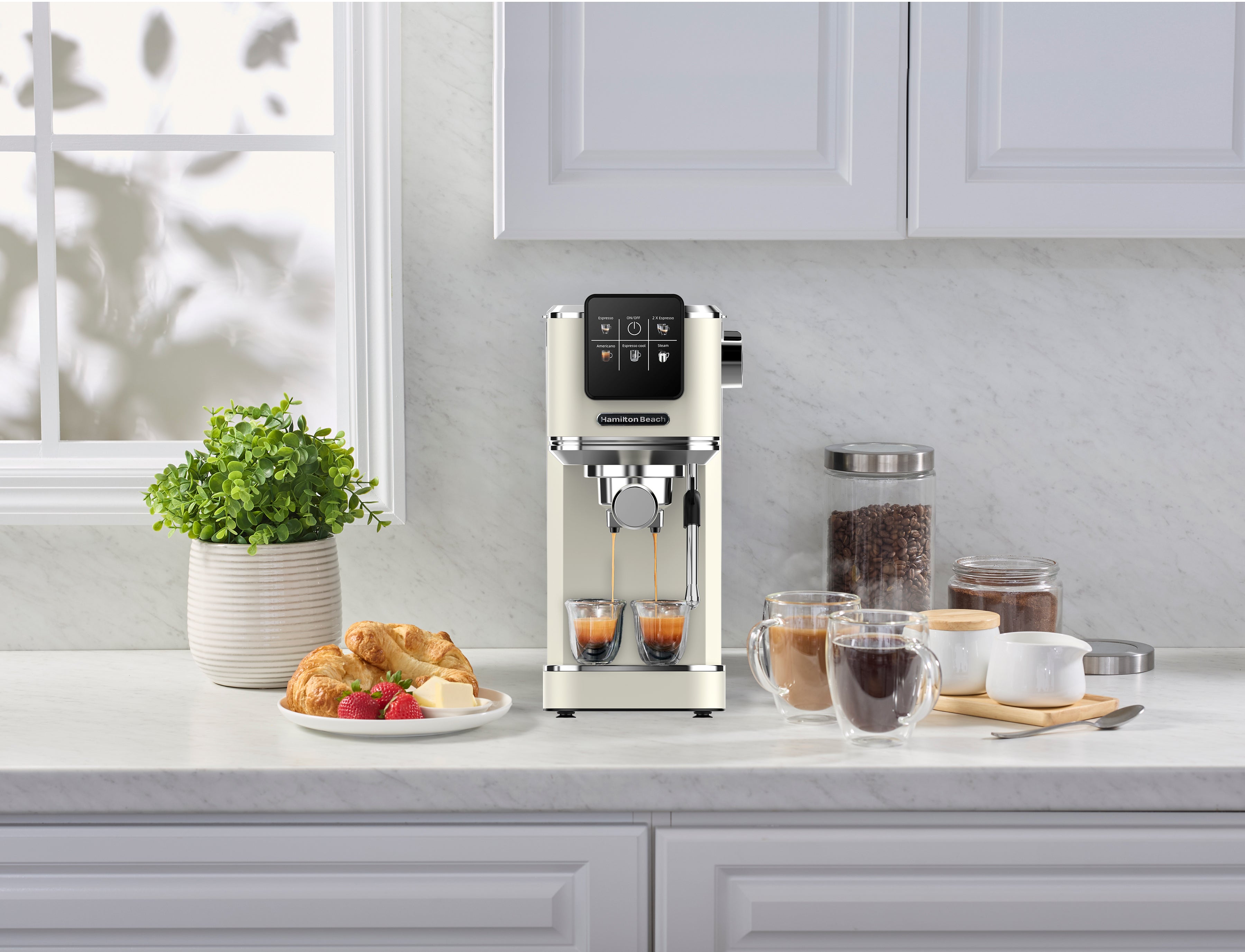 Hamilton Beach BaristaPro Touch 5-in-1 Espresso Machine - Cream