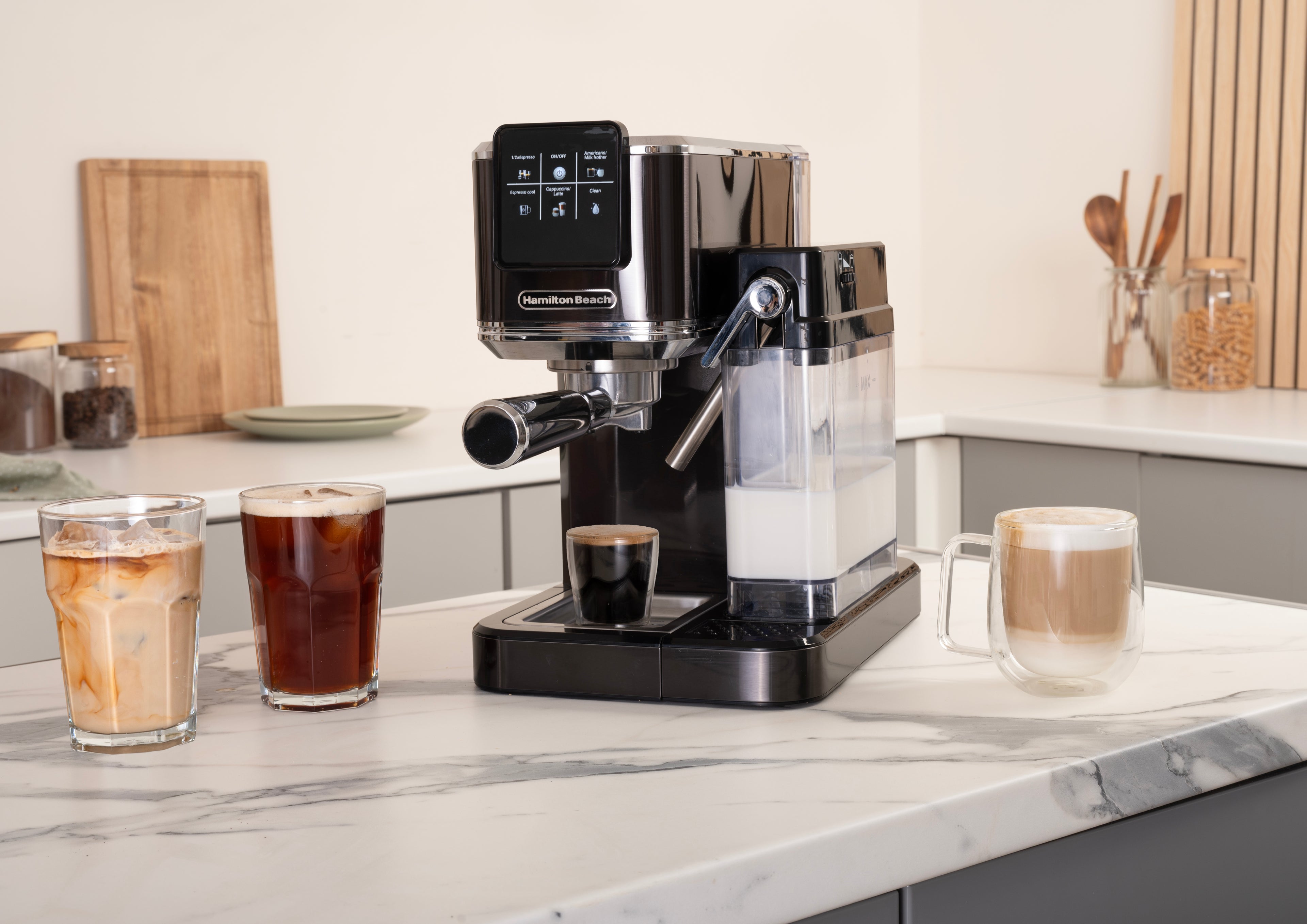 Hamilton Beach BaristaPro+ Touch 8-in-1 Espresso Machine Black
