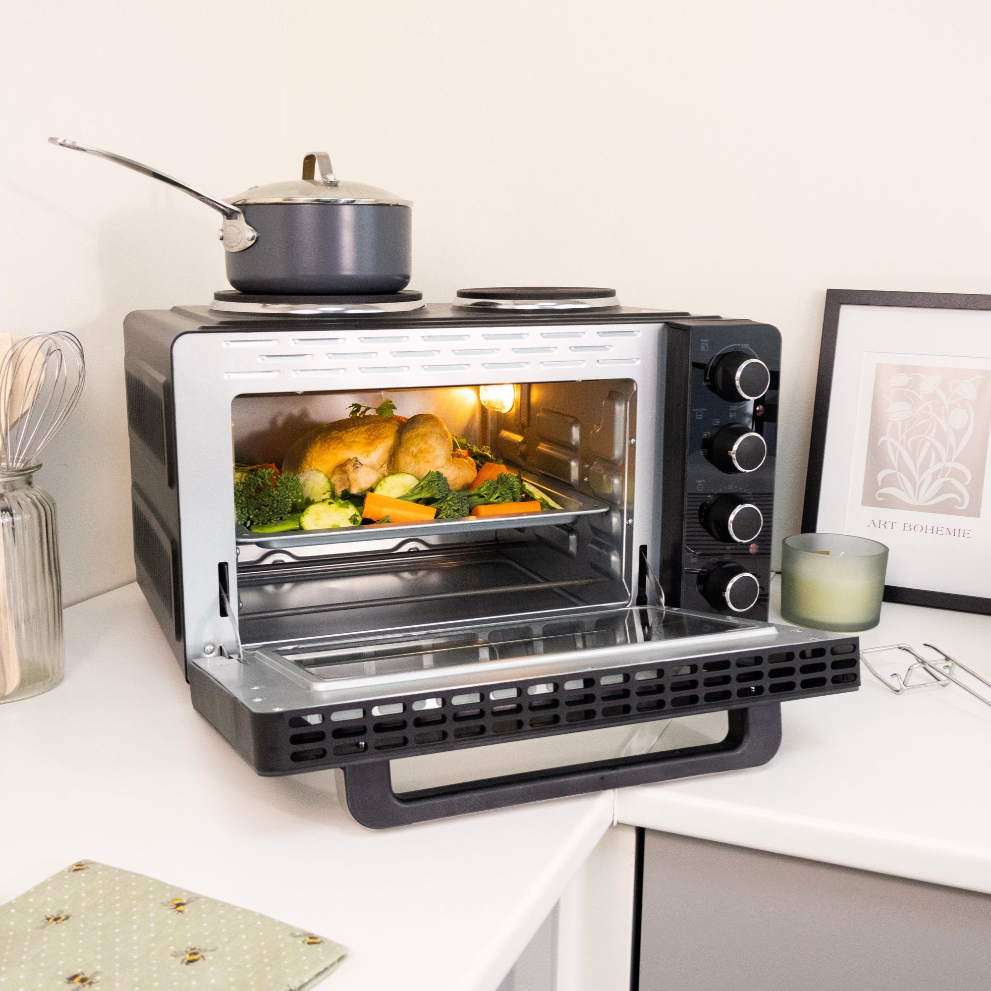 28L Mini Oven with Double Hotplate