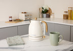 Hamilton Beach Scandi 1.7L Jug Kettle - Matte Cream with Wood Effect